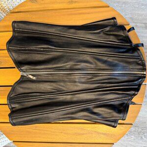 Black Faux Leather Waist Trainer Corset Lace Up Boned Cincher Size S
